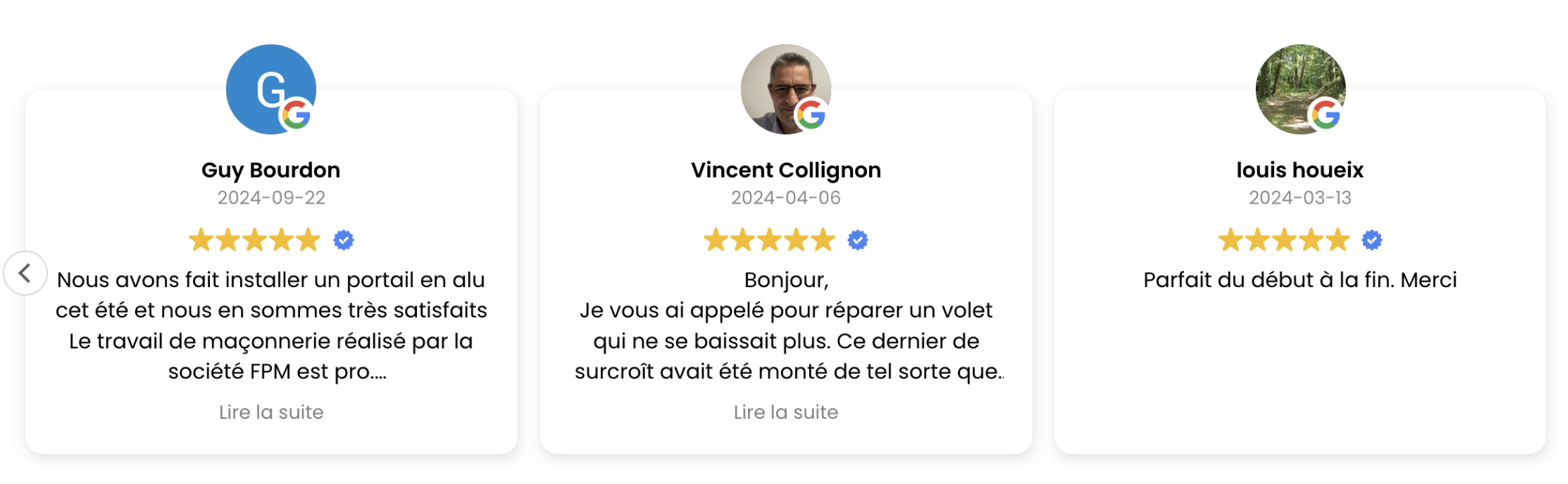 Avis Google de clients de Beau Rivage
